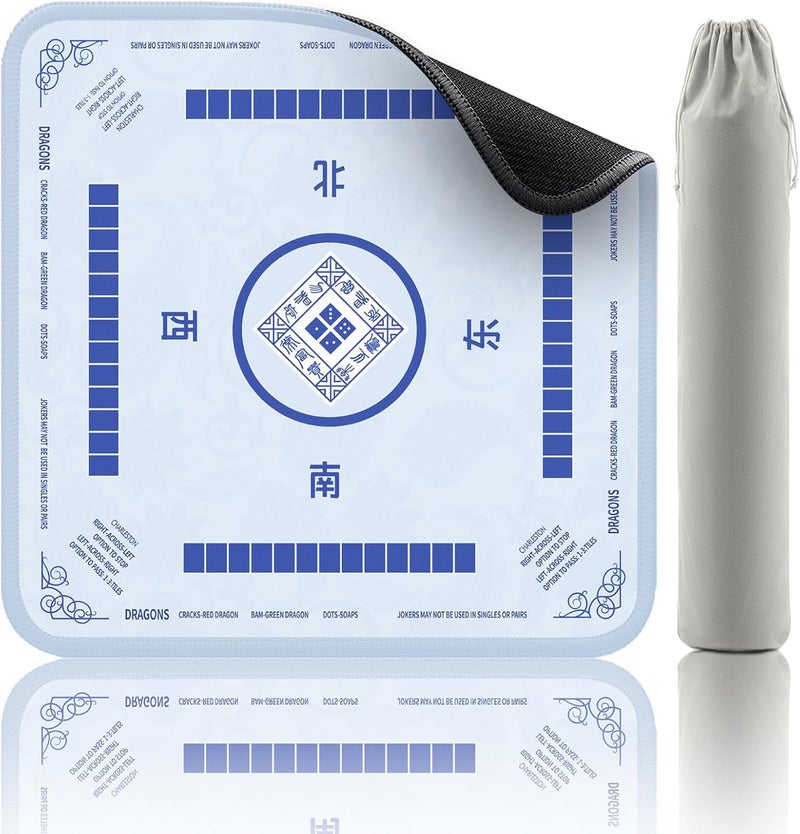 2F22E Mahjong Mat, Noise Reduction Non-Slip Mahjong Mat for Table, 32.4 * 32.4 Inch Mahjong Table Mat for Poker, Board Games Table Mat, Card Games, Tile Games, Dominoes(Sky Blue) - Image 1